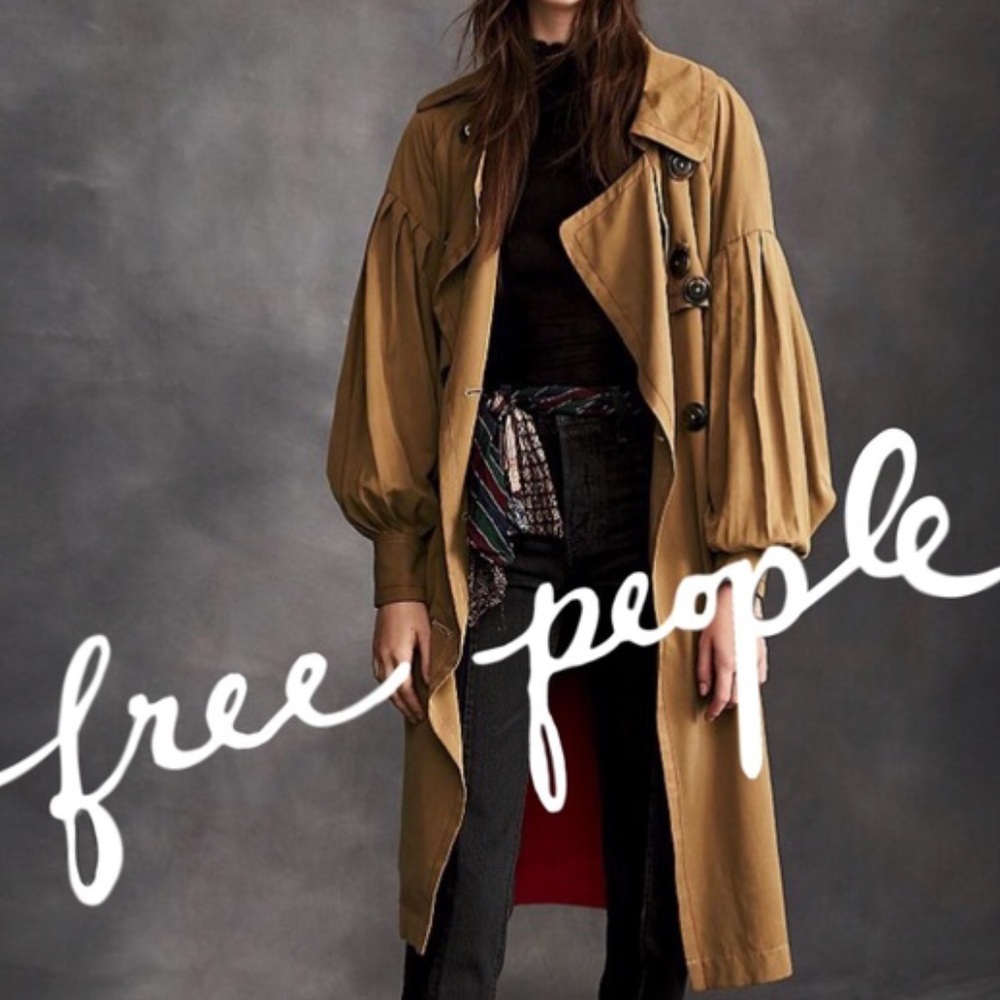 Free People Balloon Sleeve Trench Coat